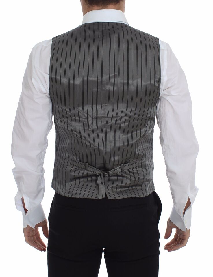 Dolce & Gabbana Graues Baumwoll-Stretch-Kleid Weste Blazer