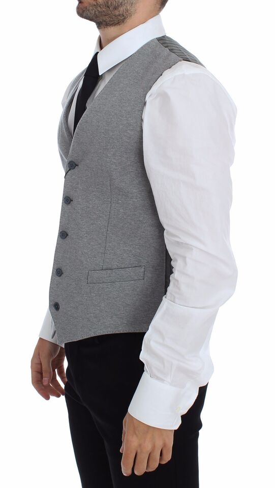 Dolce & Gabbana Graues Baumwoll-Stretch-Kleid Weste Blazer