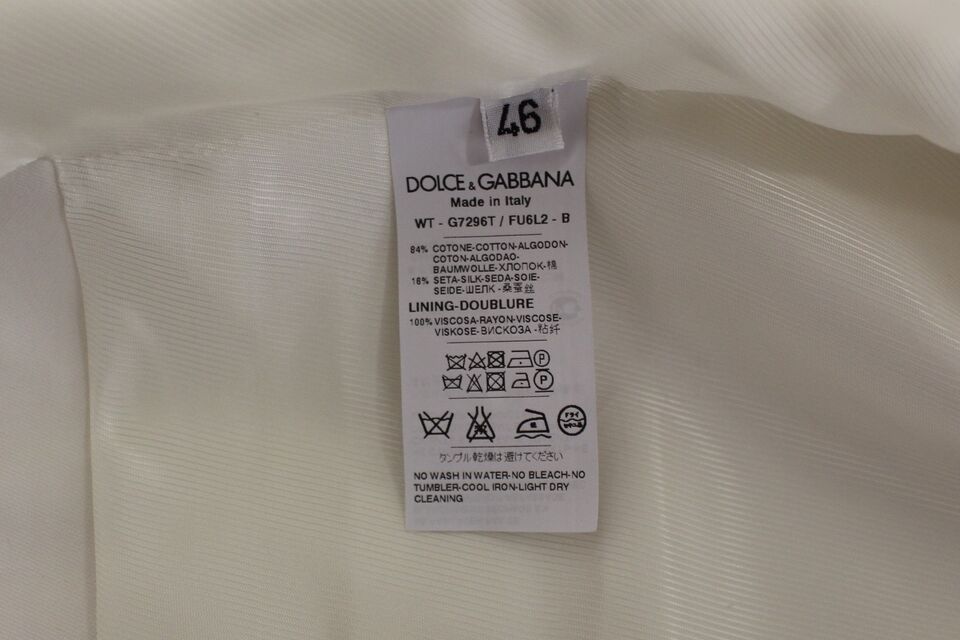 Dolce & Gabbana Weißes Baumwoll-Seidengemisch Kleid Weste Blazer
