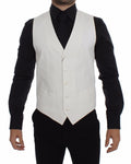 Dolce & Gabbana Weißes Baumwoll-Seidengemisch Kleid Weste Blazer