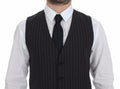 Dolce & Gabbana Grau gestreifte Woll-Logo-Weste Gilet Weste