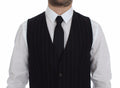 Dolce & Gabbana Schwarz gestreifte Wollweste Logo Gilet Weste