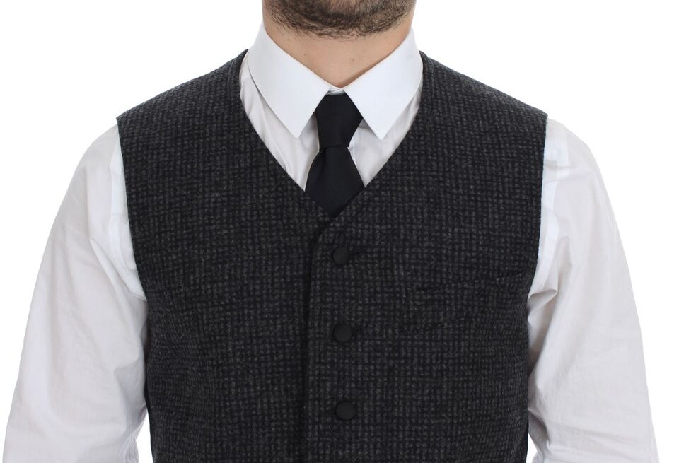 Dolce & Gabbana Grey Wool Blend Vest Gilet Waistcoat