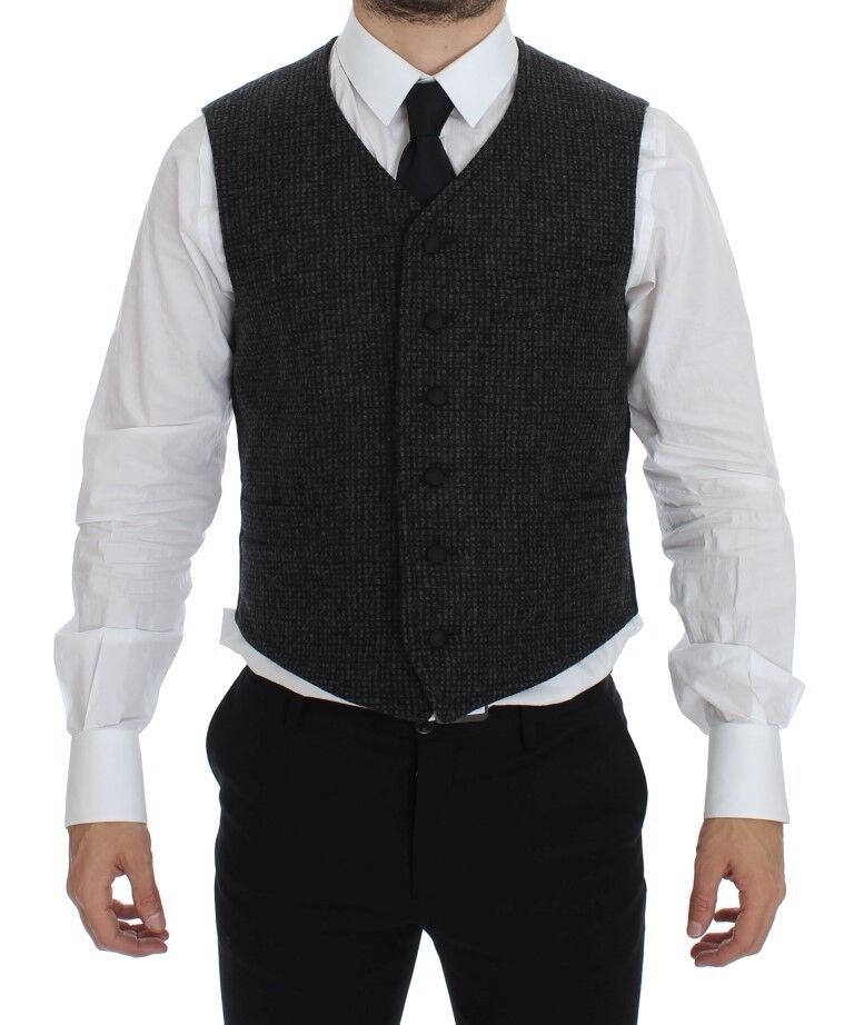 Dolce & Gabbana Grey Wool Blend Vest Gilet Waistcoat