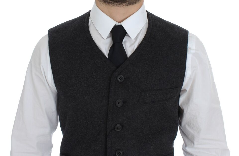 Dolce & Gabbana Grey Wool Blend Vest Gilet Waistcoat