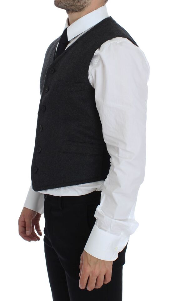 Dolce & Gabbana Grey Wool Blend Vest Gilet Waistcoat