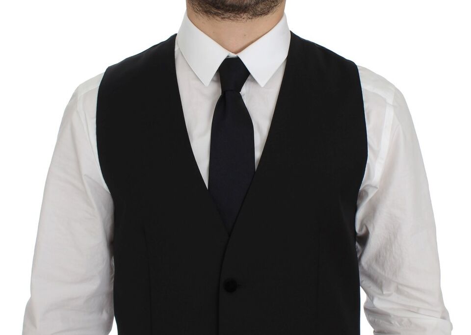 Dolce & Gabbana Black Wool Formal Dress Vest Gilet