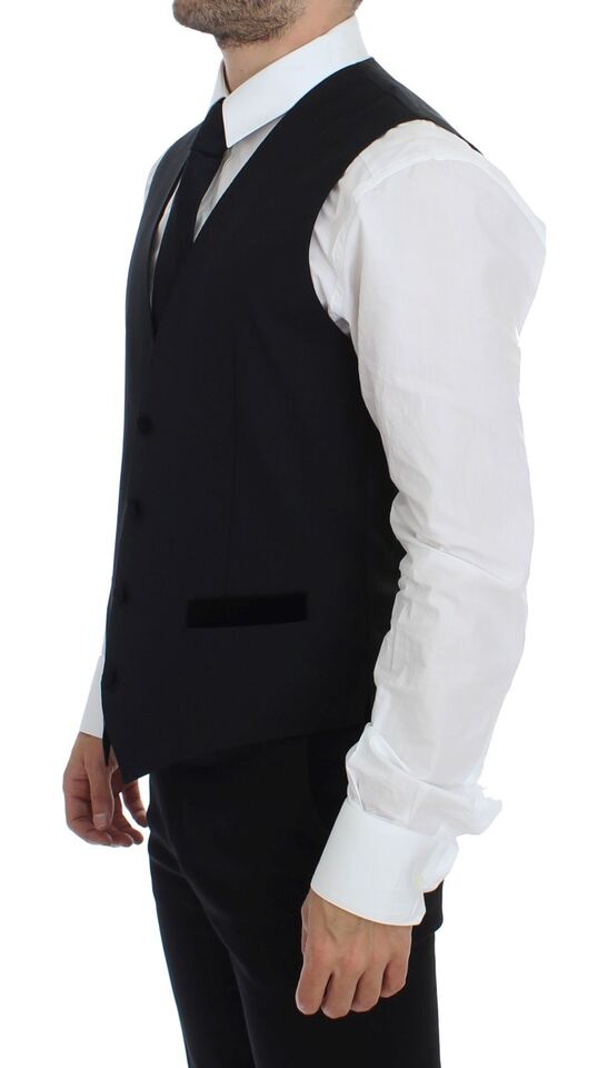 Dolce & Gabbana Black Wool Formal Dress Vest Gilet