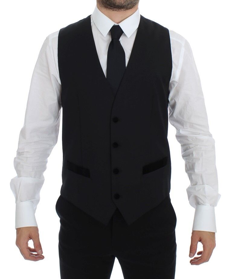 Dolce & Gabbana Black Wool Formal Dress Vest Gilet