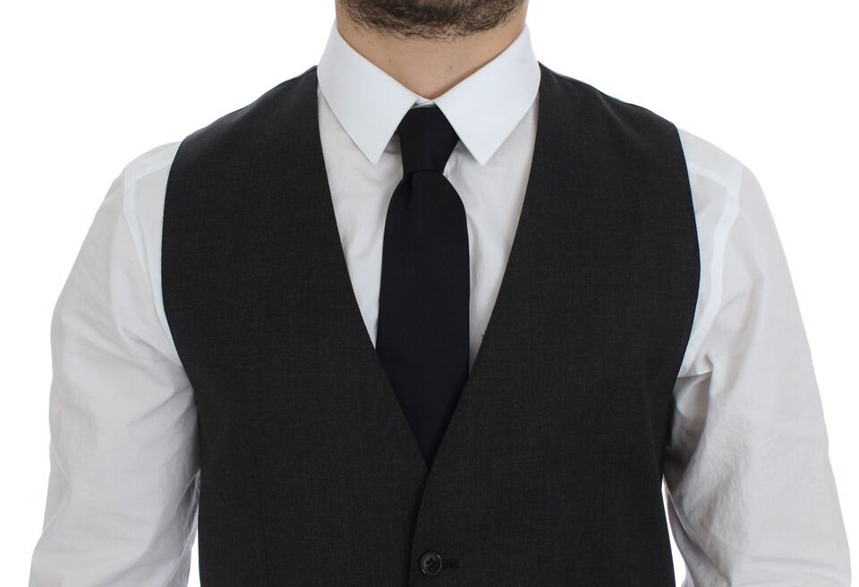 Dolce & Gabbana Grey Wool Formal Dress Vest Gilet