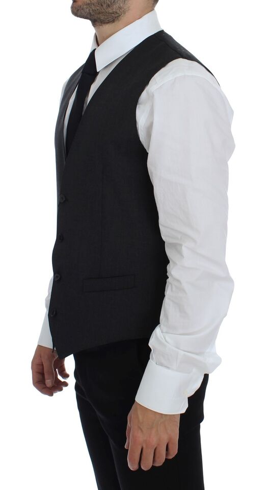 Dolce & Gabbana Grey Wool Formal Dress Vest Gilet