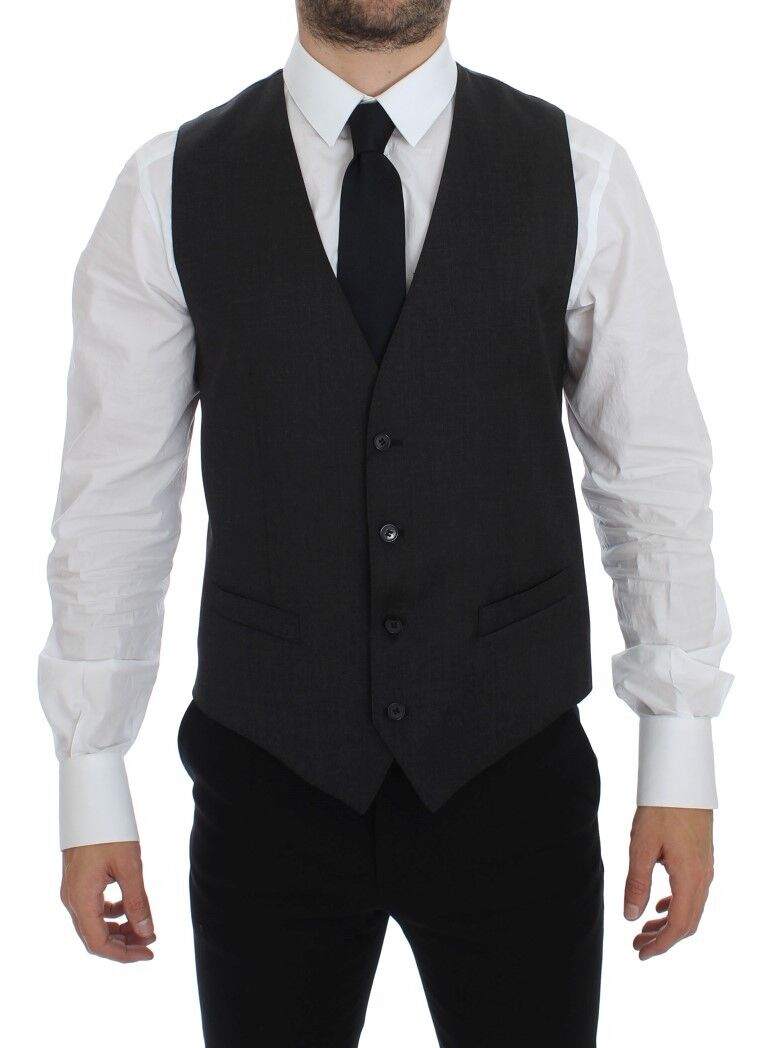 Dolce & Gabbana Grey Wool Formal Dress Vest Gilet