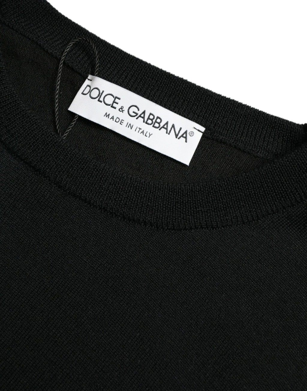 Dolce & Gabbana Schwarzer Pullover mit Rundhalsausschnitt aus Wolle