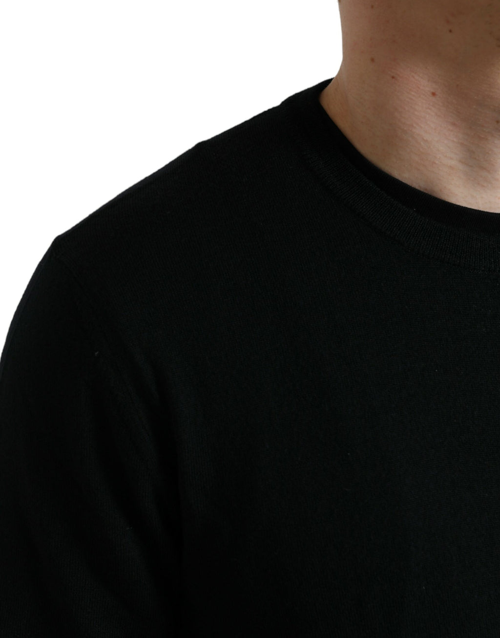 Dolce & Gabbana Schwarzer Pullover mit Rundhalsausschnitt aus Wolle