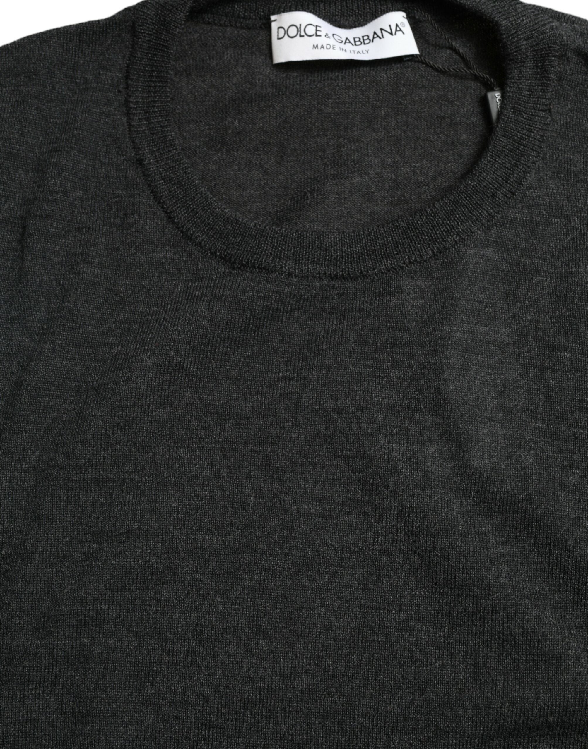 Dolce & Gabbana Grey Wool Crew Neck Sweater