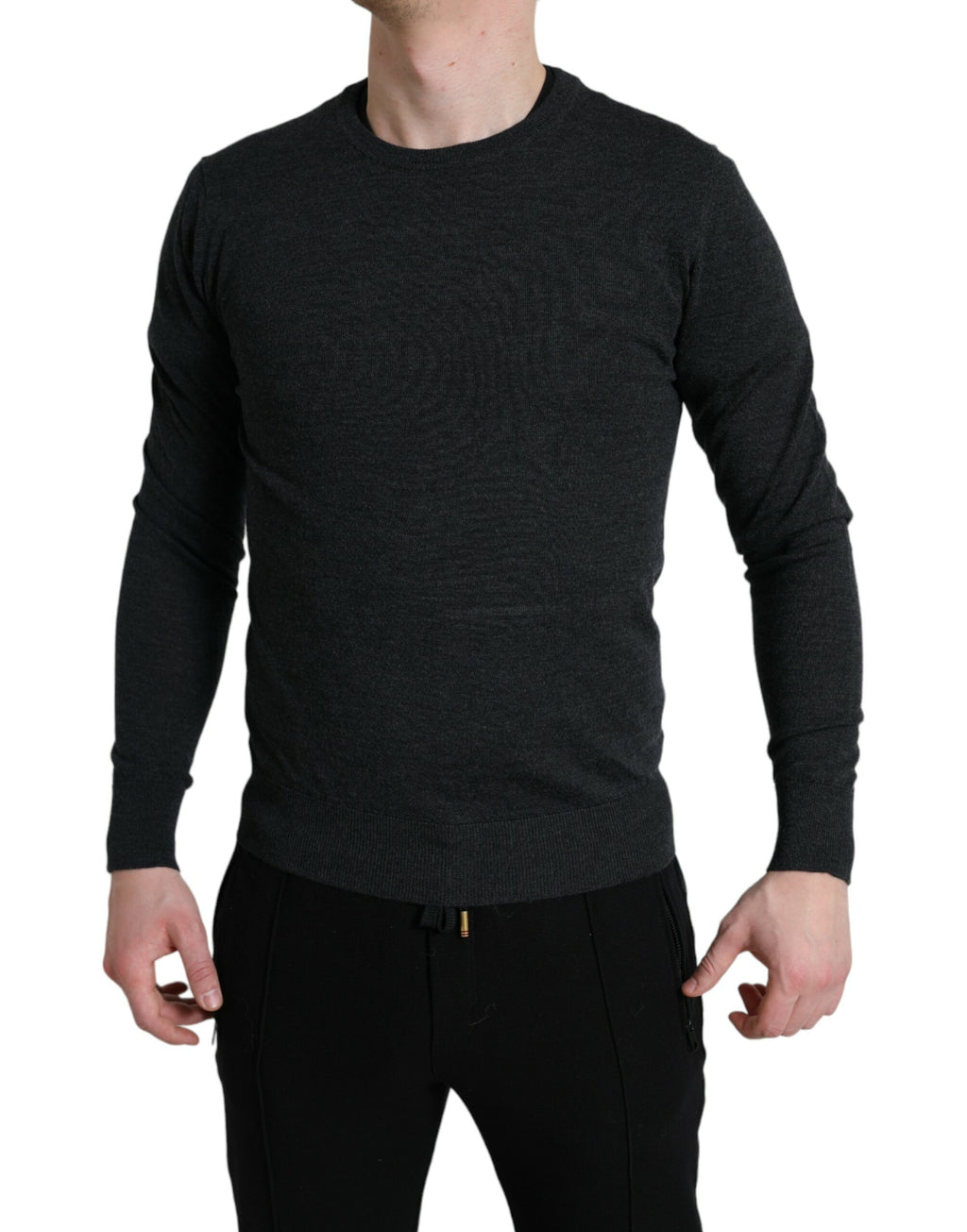 Dolce & Gabbana Grey Wool Crew Neck Sweater