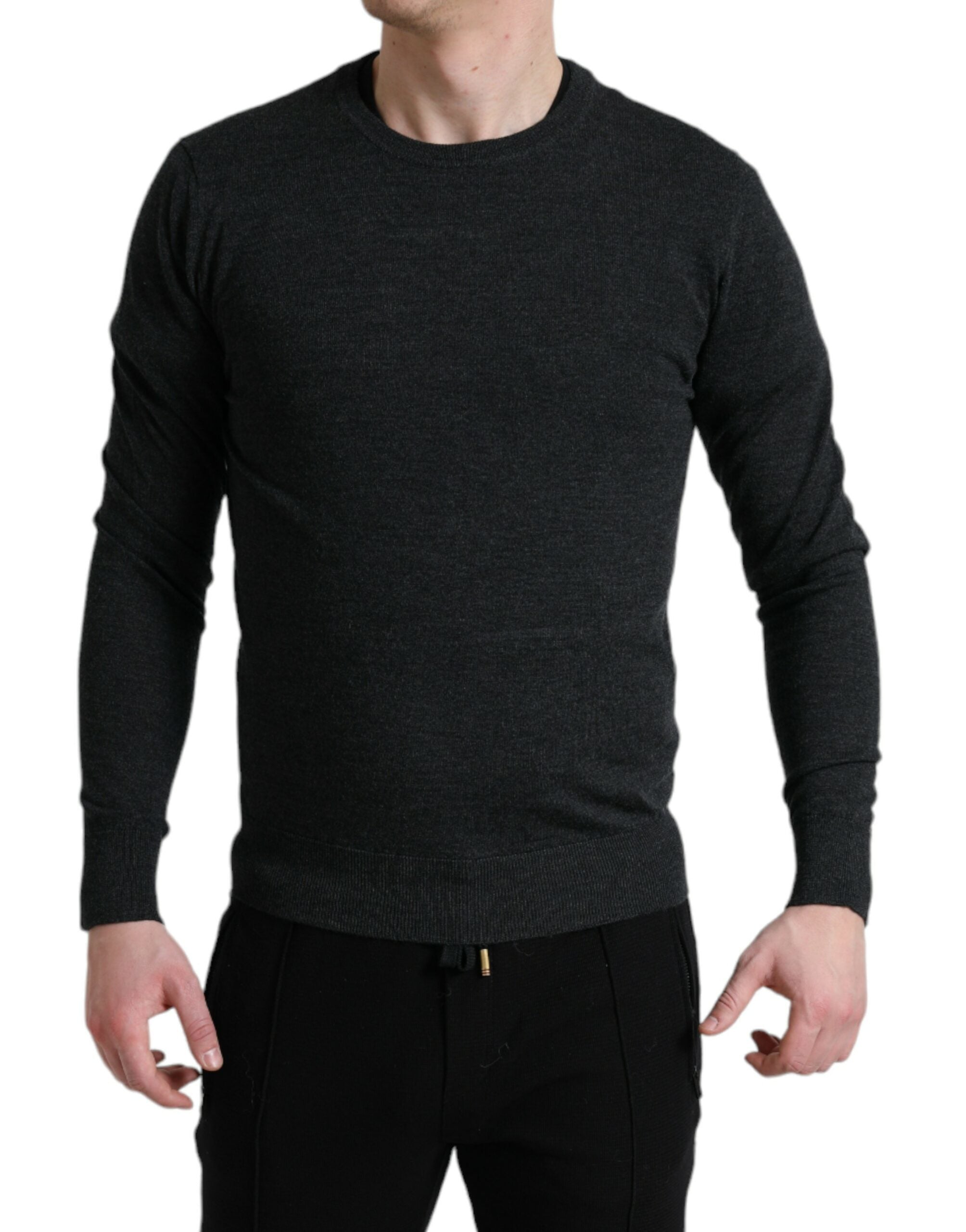 Dolce & Gabbana Grey Wool Crew Neck Sweater