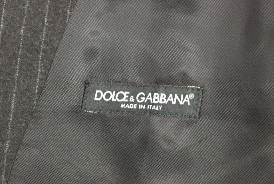 Dolce & Gabbana Gray Striped Wool Vest Logo Vest Gilet Vests