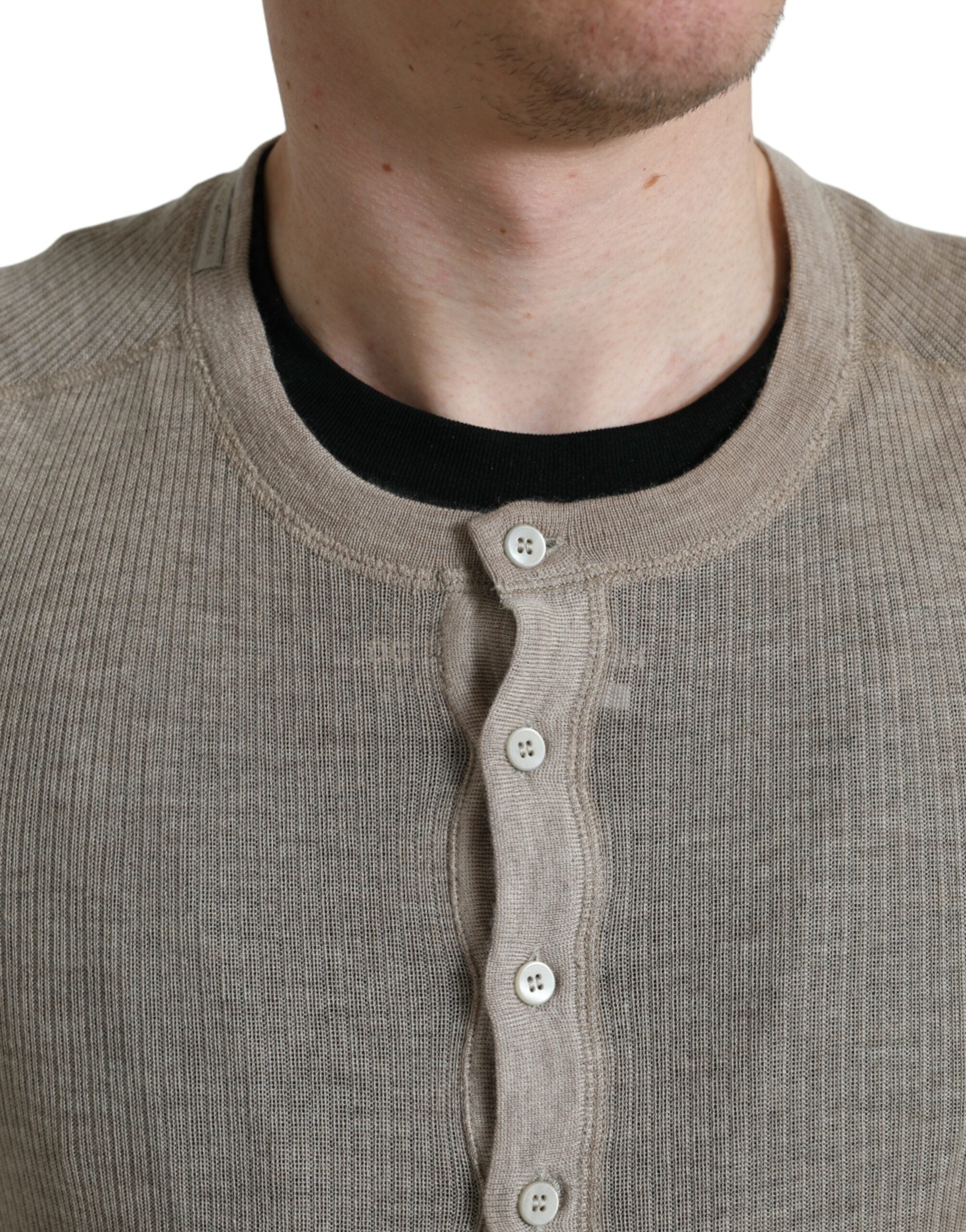 Dolce & Gabbana Henley Pullover Beige Kaschmirpullover