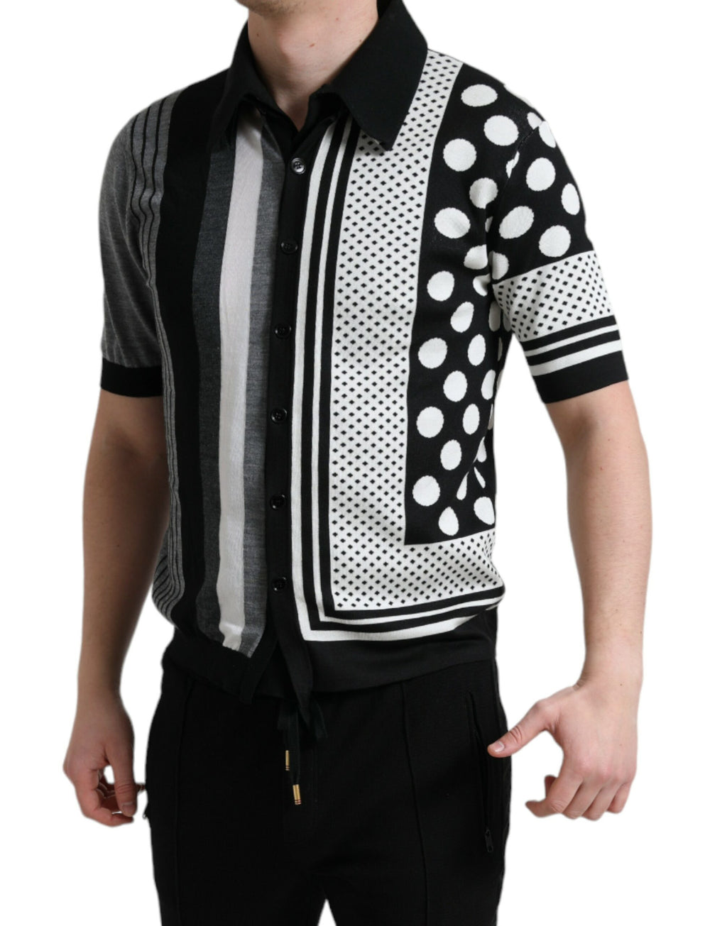Dolce & Gabbana Schwarz Weiß Pullover Strickjacke Polo Pullover