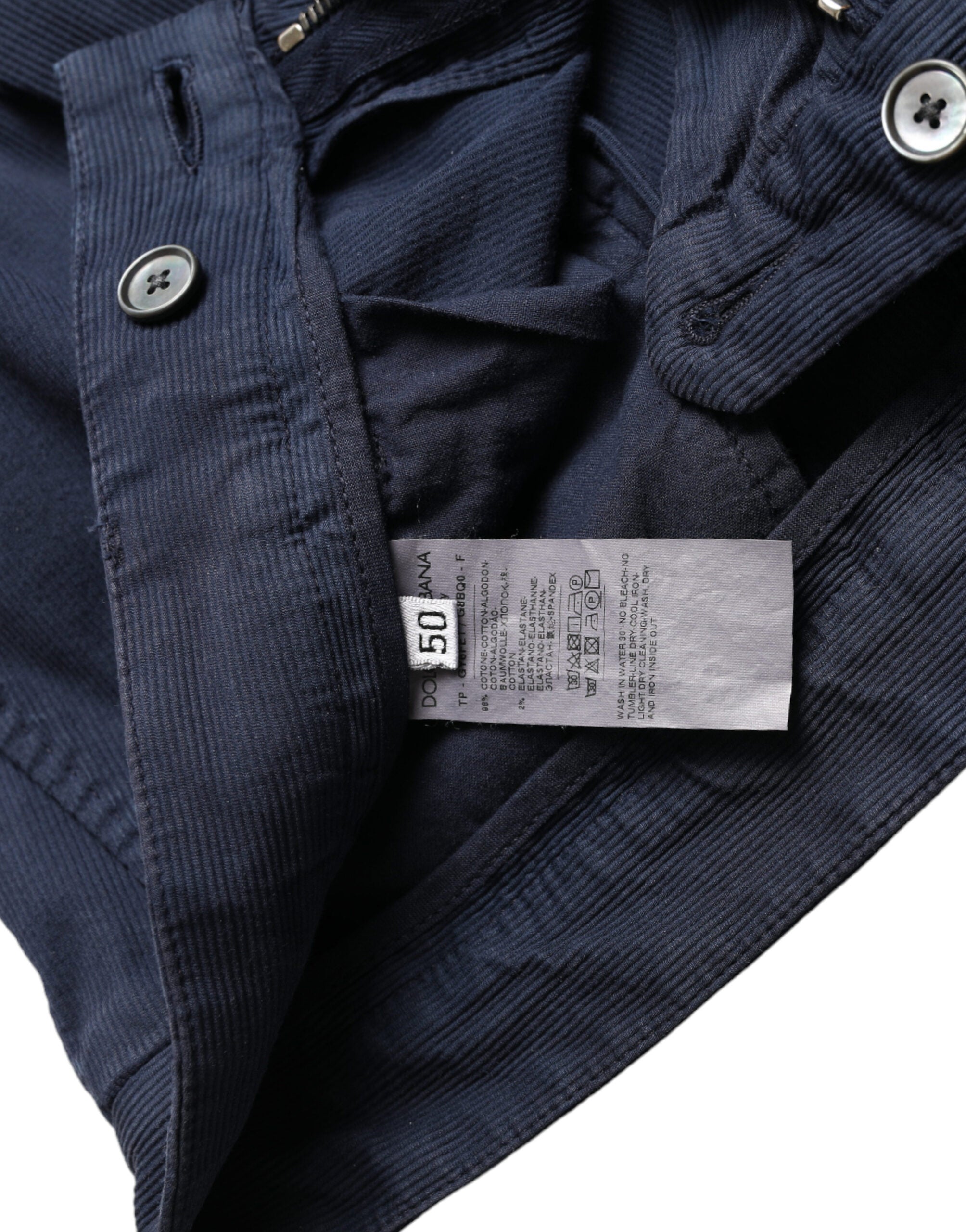 Dolce & Gabbana Dark Blue Slim-Fit Cotton-Stretch Trousers