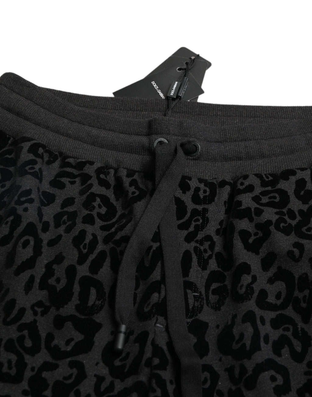 Dolce & Gabbana Schwarzer Leopard Baumwolle Slim Fit Jogger Hose