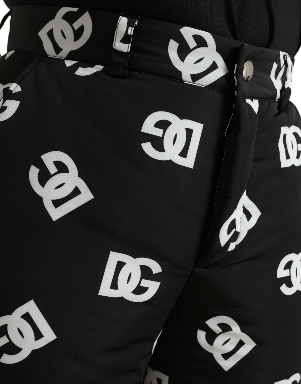 Dolce & Gabbana Schwarze Logo DG Print Hose mit weitem Bein