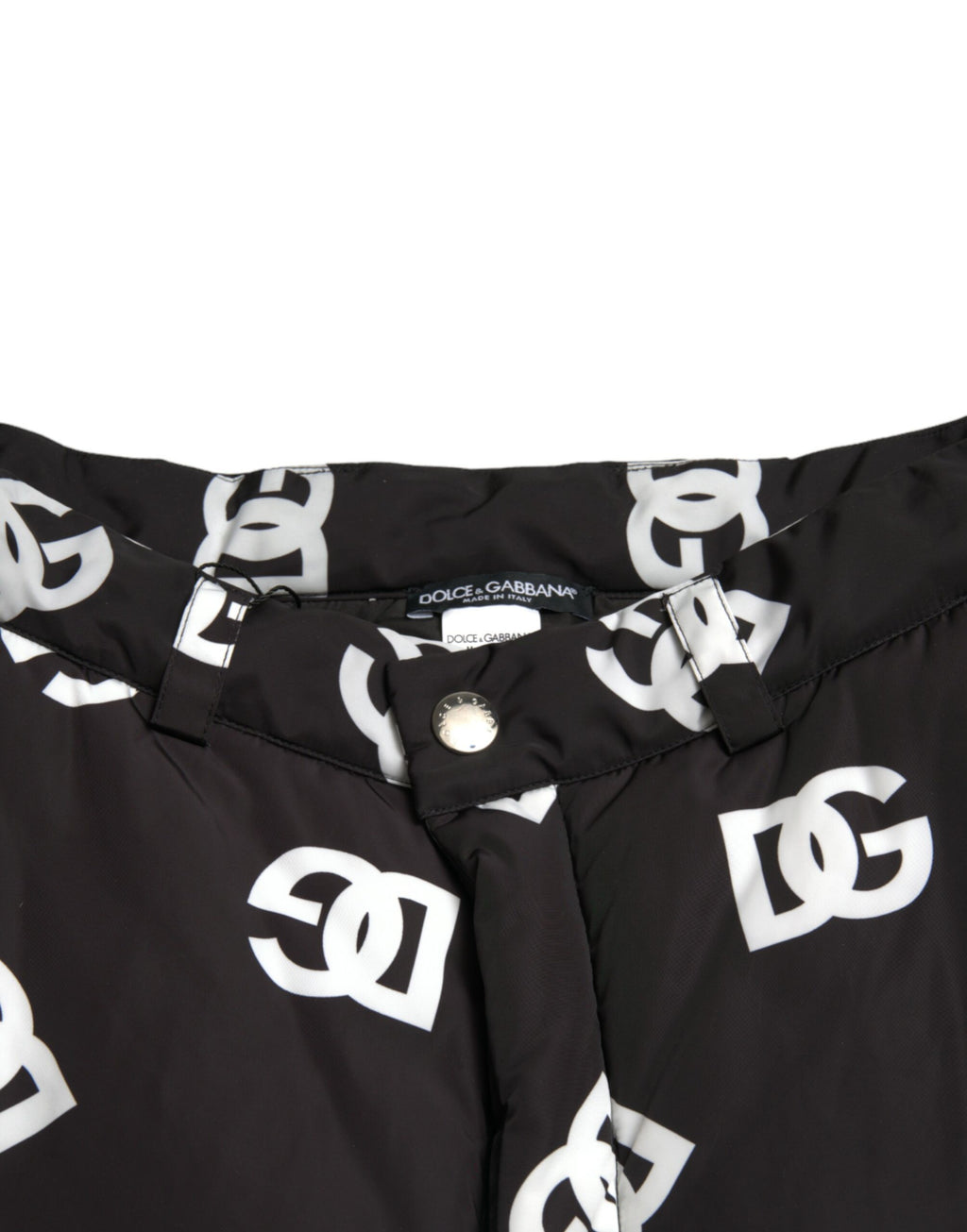 Dolce & Gabbana Schwarze Logo DG Print Hose mit weitem Bein
