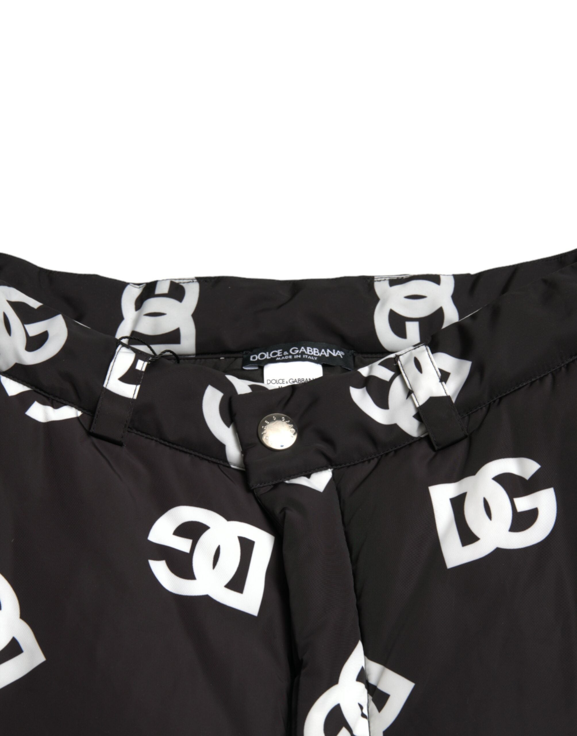 Dolce & Gabbana Schwarze Logo DG Print Hose mit weitem Bein