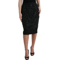 Dolce & Gabbana Schwarzer Crystal Handmade Knee Bleistiftrock