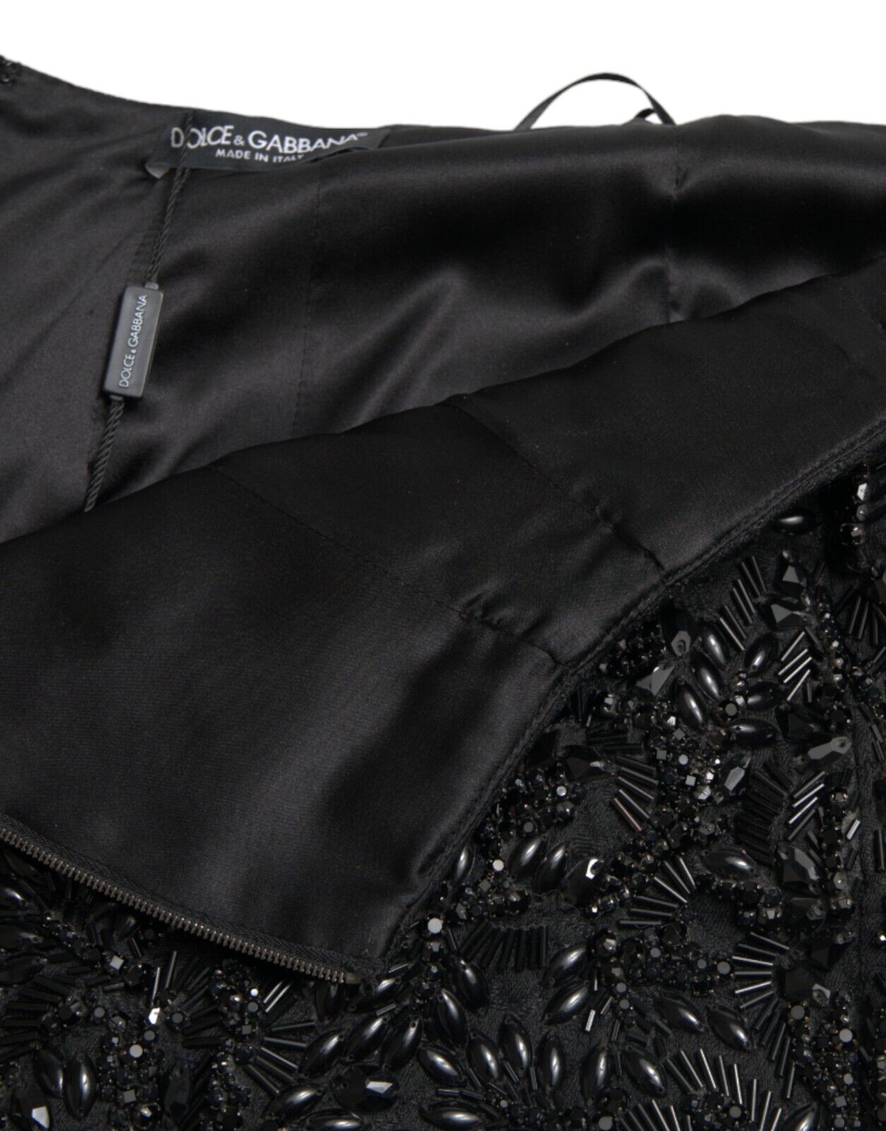 Dolce & Gabbana Schwarzer Crystal Handmade Knee Bleistiftrock