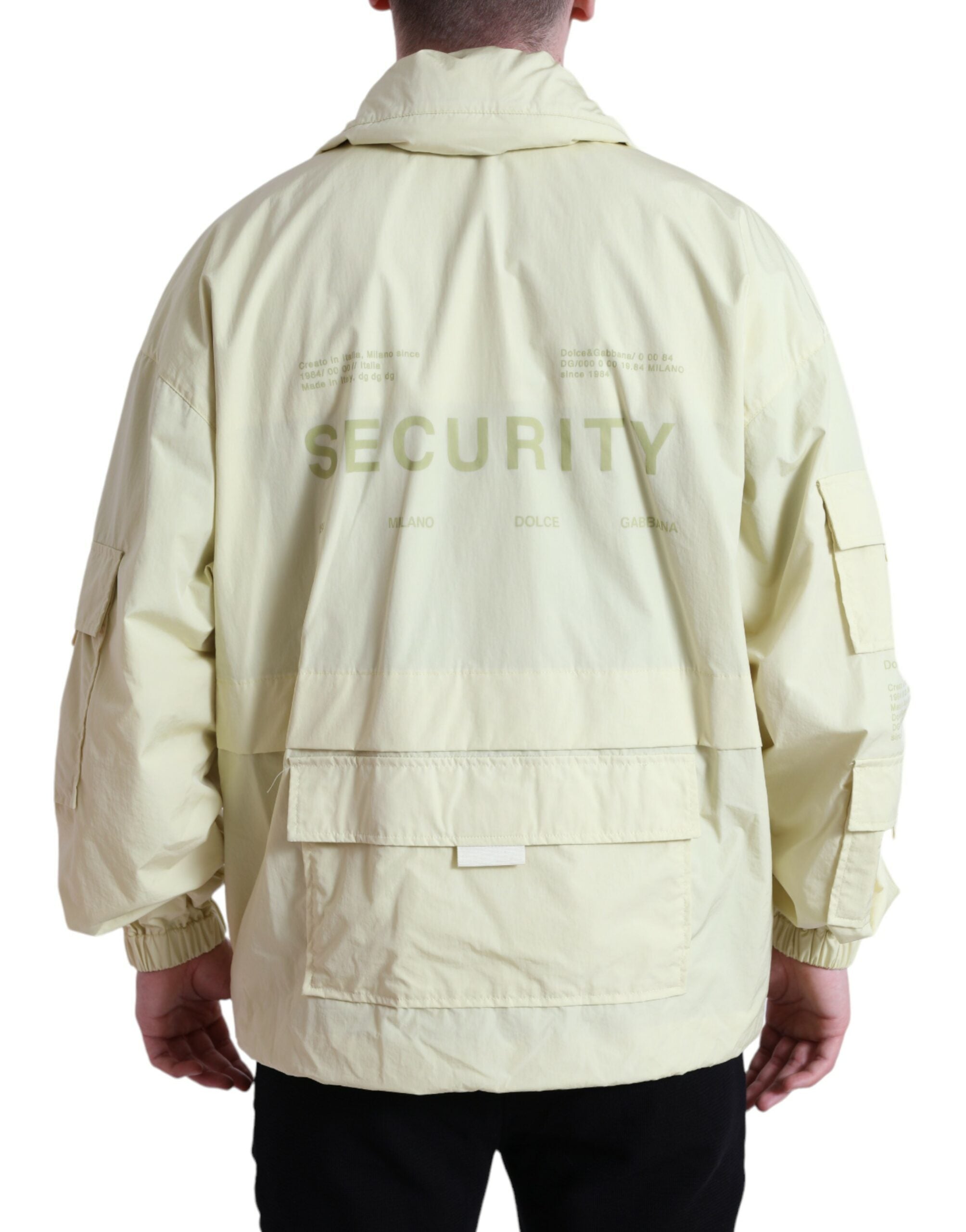 Dolce & Gabbana Gelbe Nylon-Parka-Jacke mit durchgehendem Reißverschluss