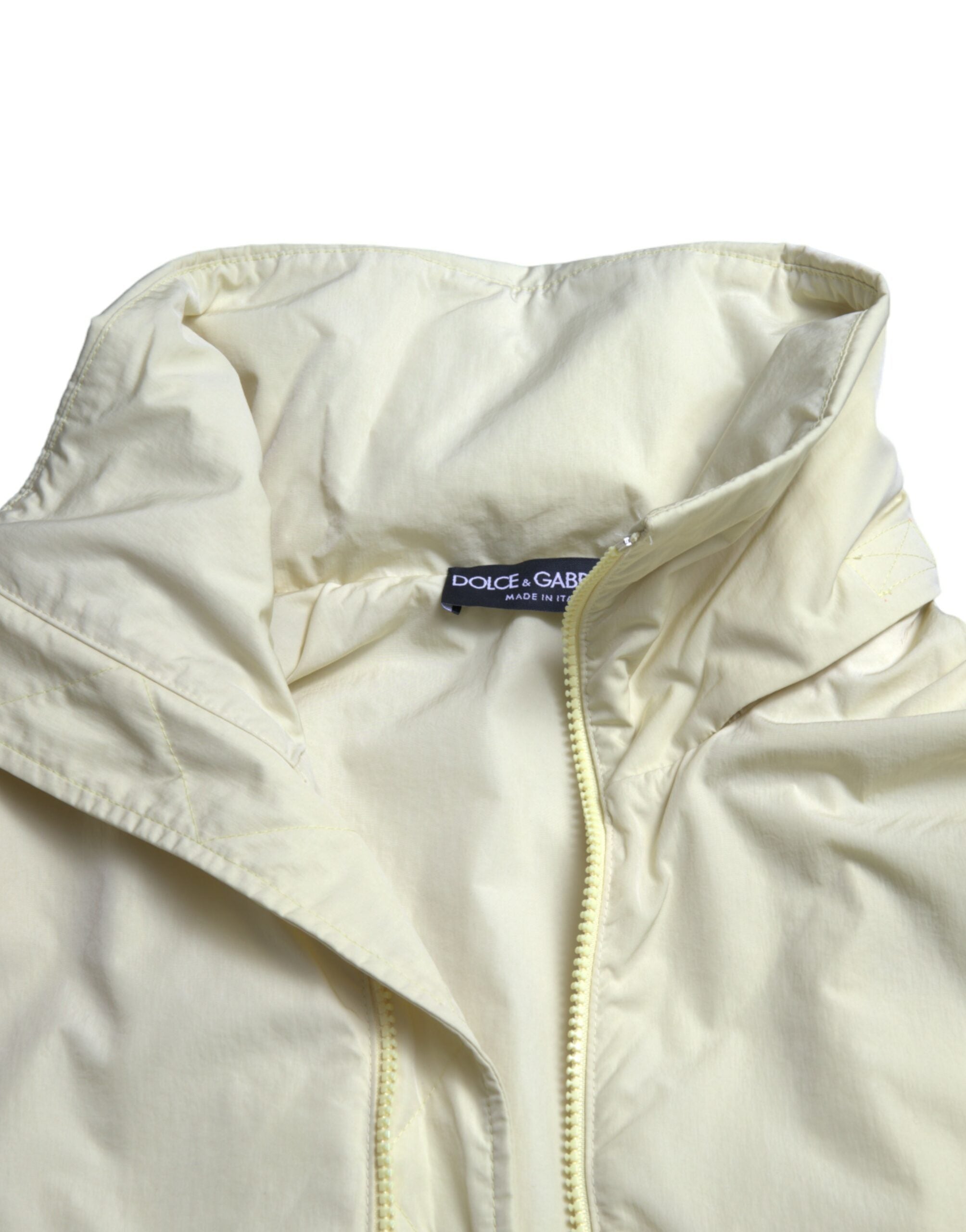 Dolce & Gabbana Gelbe Nylon-Parka-Jacke mit durchgehendem Reißverschluss