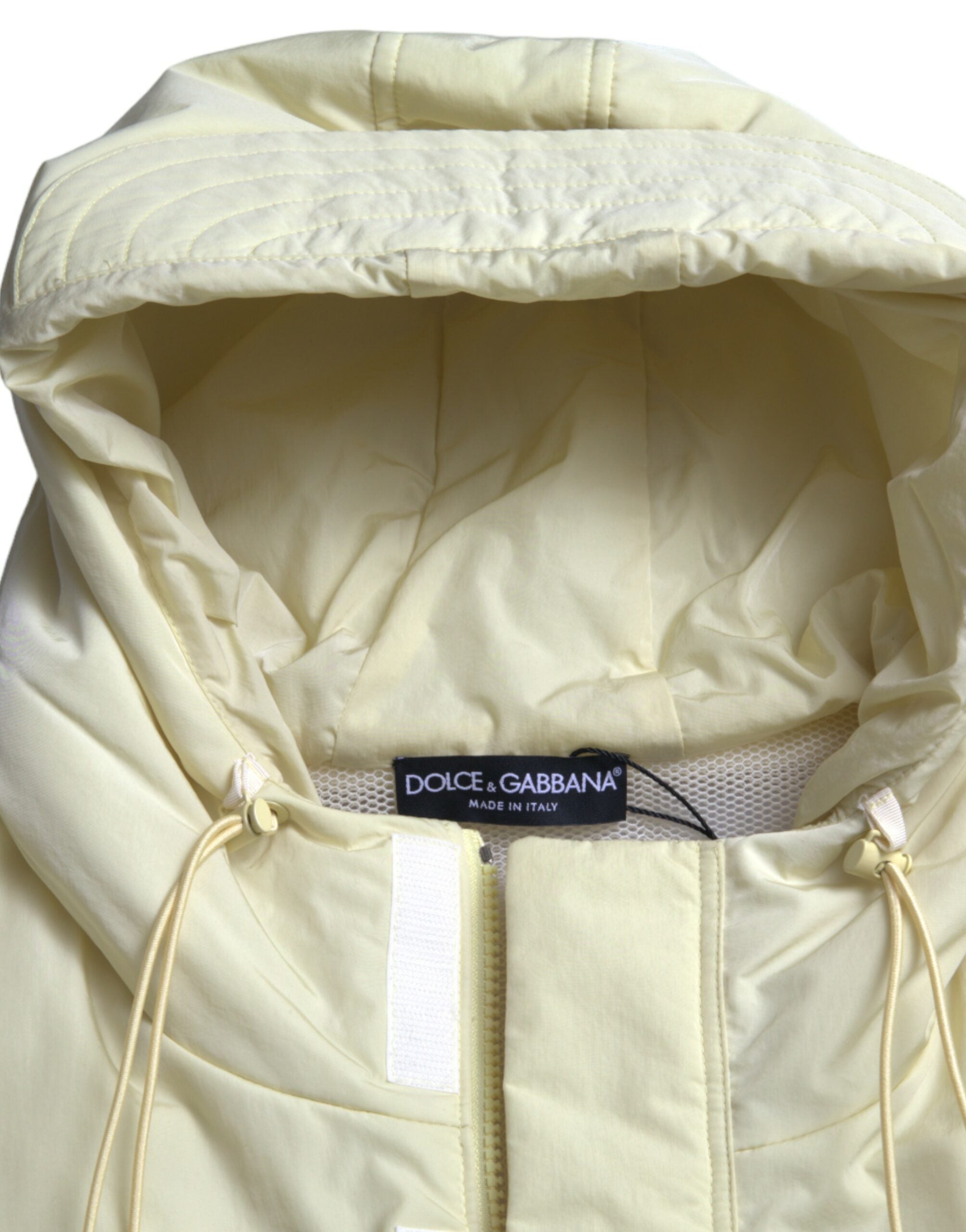 Dolce & Gabbana Gelbe Nylonweste mit Kapuze Sportswear Weste Jacke