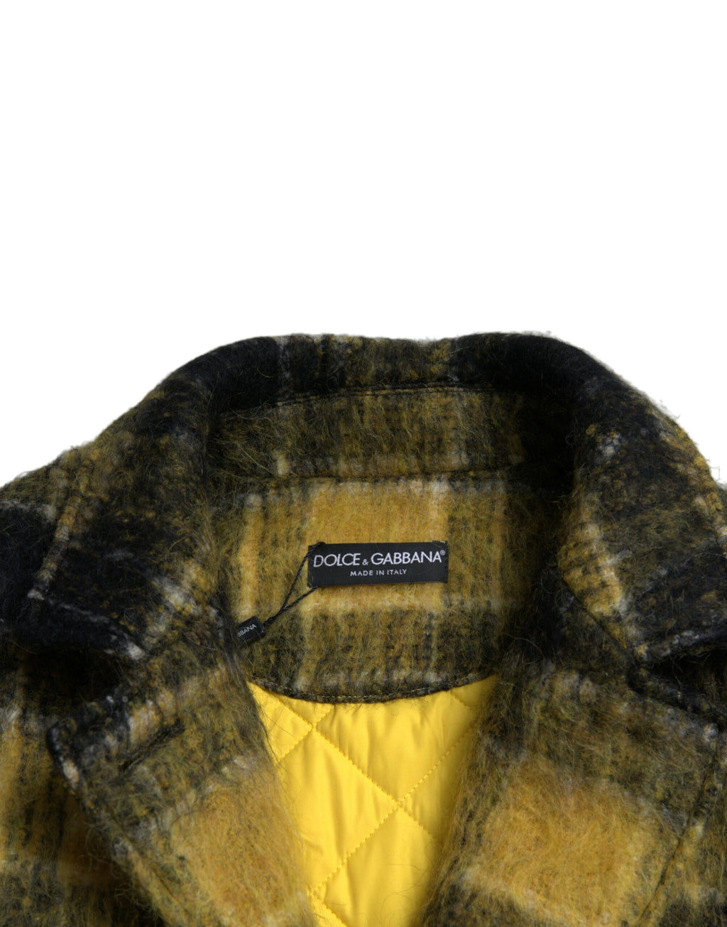 Dolce & Gabbana Gelber karierter Langarm Freizeitmantel Jacke