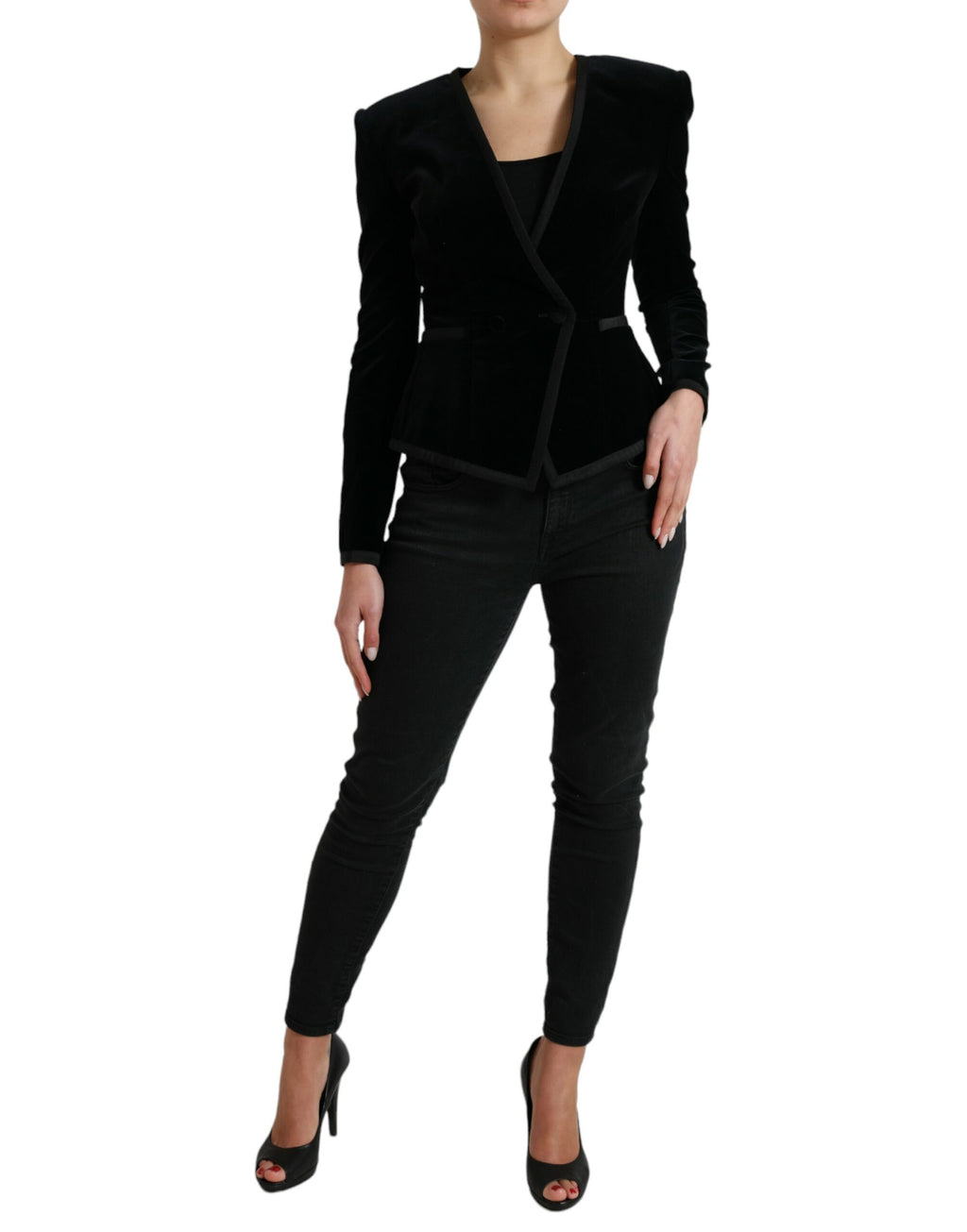 Dolce & Gabbana Double-Breasted Jacket in Black Cotton Velvet