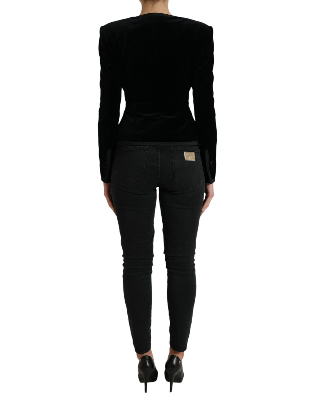 Dolce & Gabbana Double-Breasted Jacket in Black Cotton Velvet