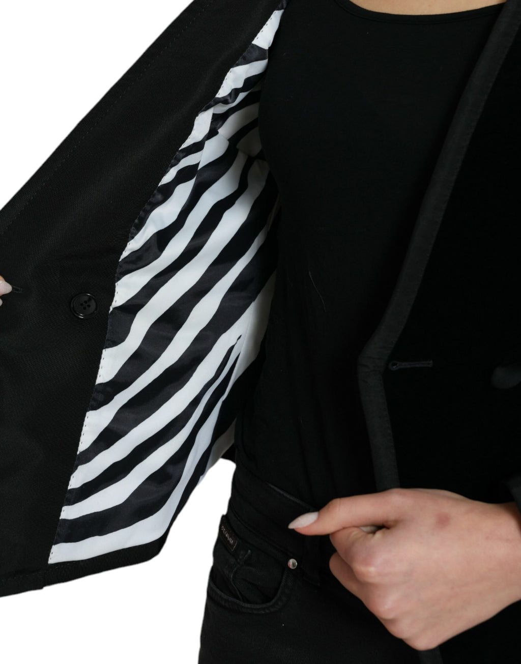 Dolce & Gabbana Double-Breasted Jacket in Black Cotton Velvet
