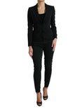 Dolce & Gabbana Schwarzer einreihiger Blazermantel aus Wolle Jacke
