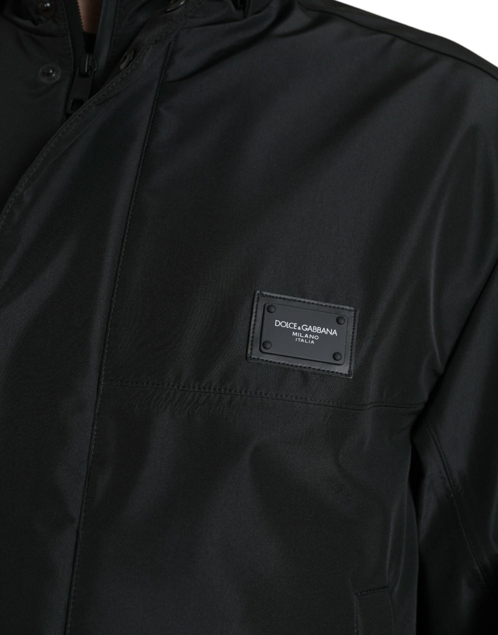 Dolce & Gabbana Schwarze Polyester-Logo-Plakette Kapuzenjacke