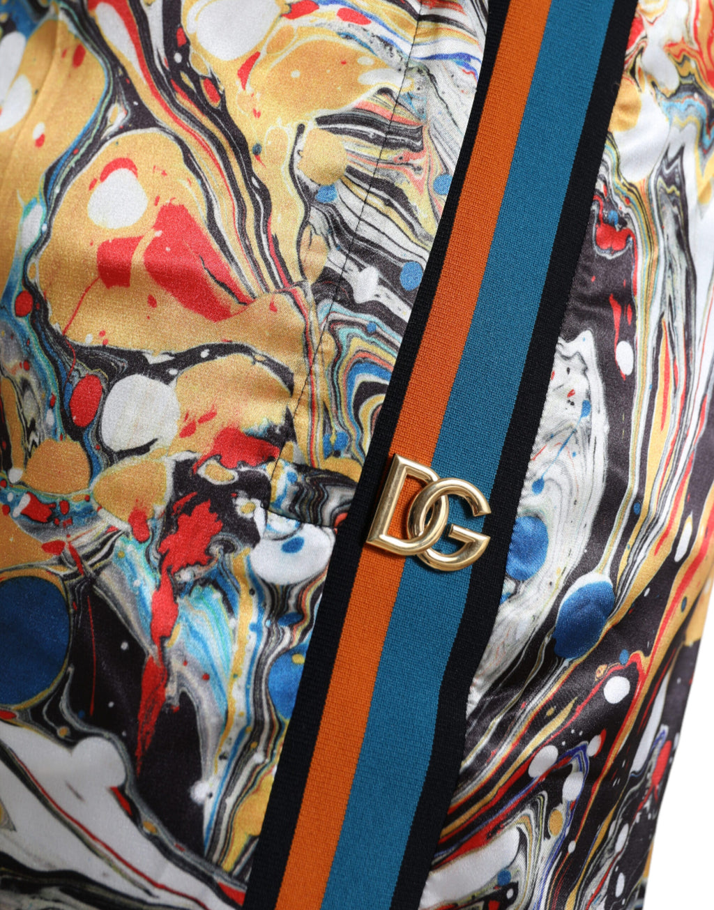 Dolce & Gabbana Multicolor Marmorierte Satin-Hose