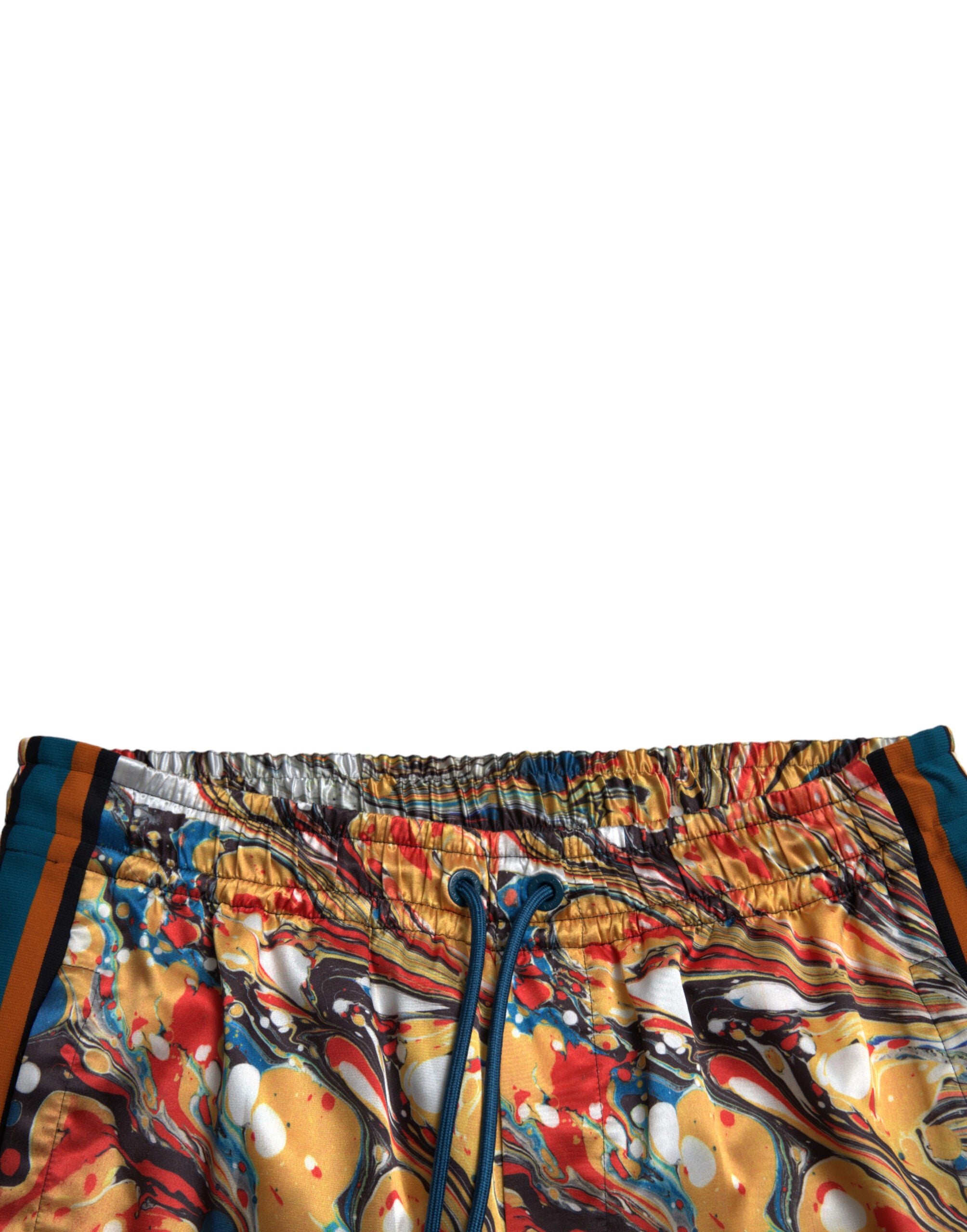 Dolce & Gabbana Multicolor Marmorierte Satin-Hose