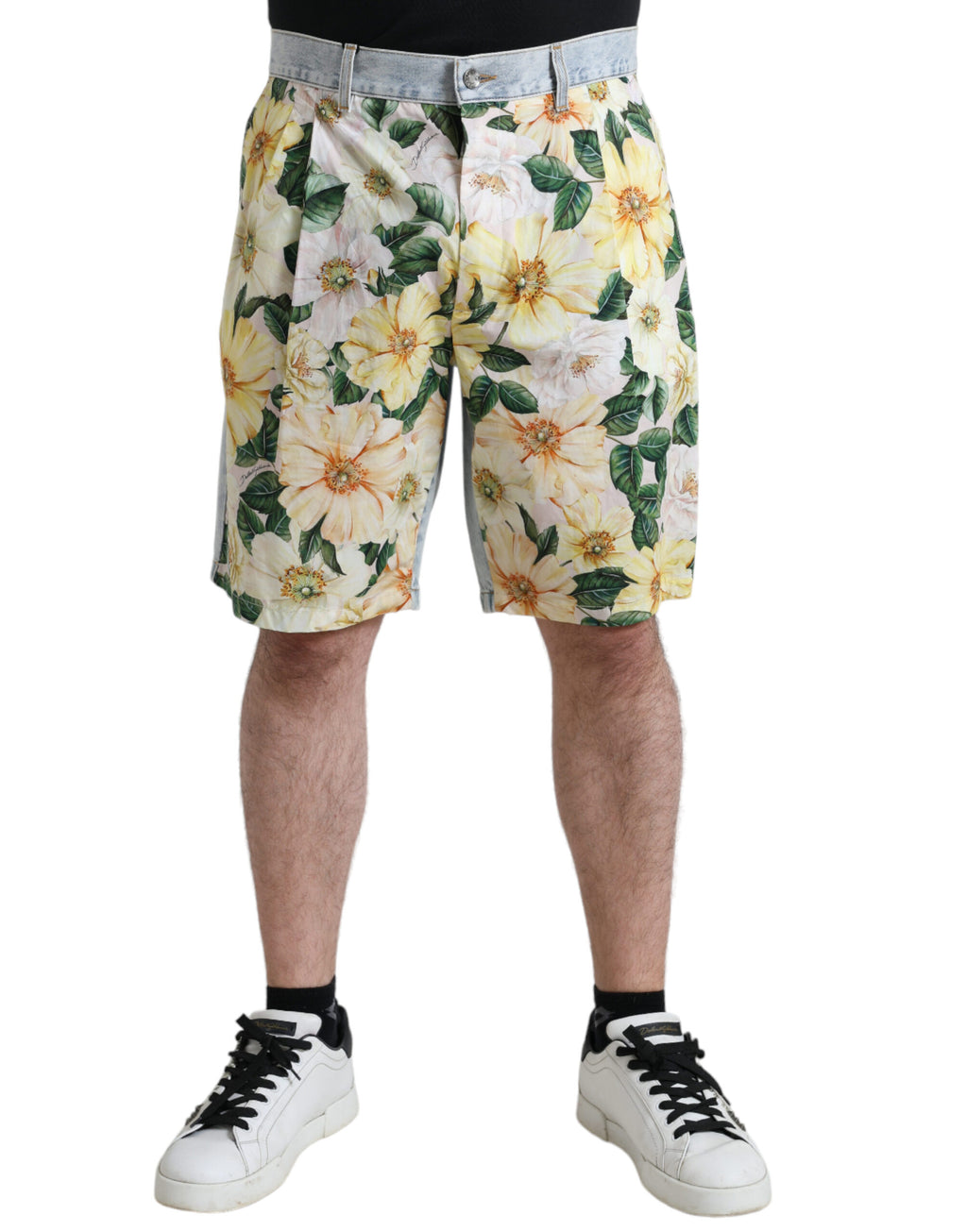 Dolce & Gabbana Multicolor Floral Denim Bermuda Shorts