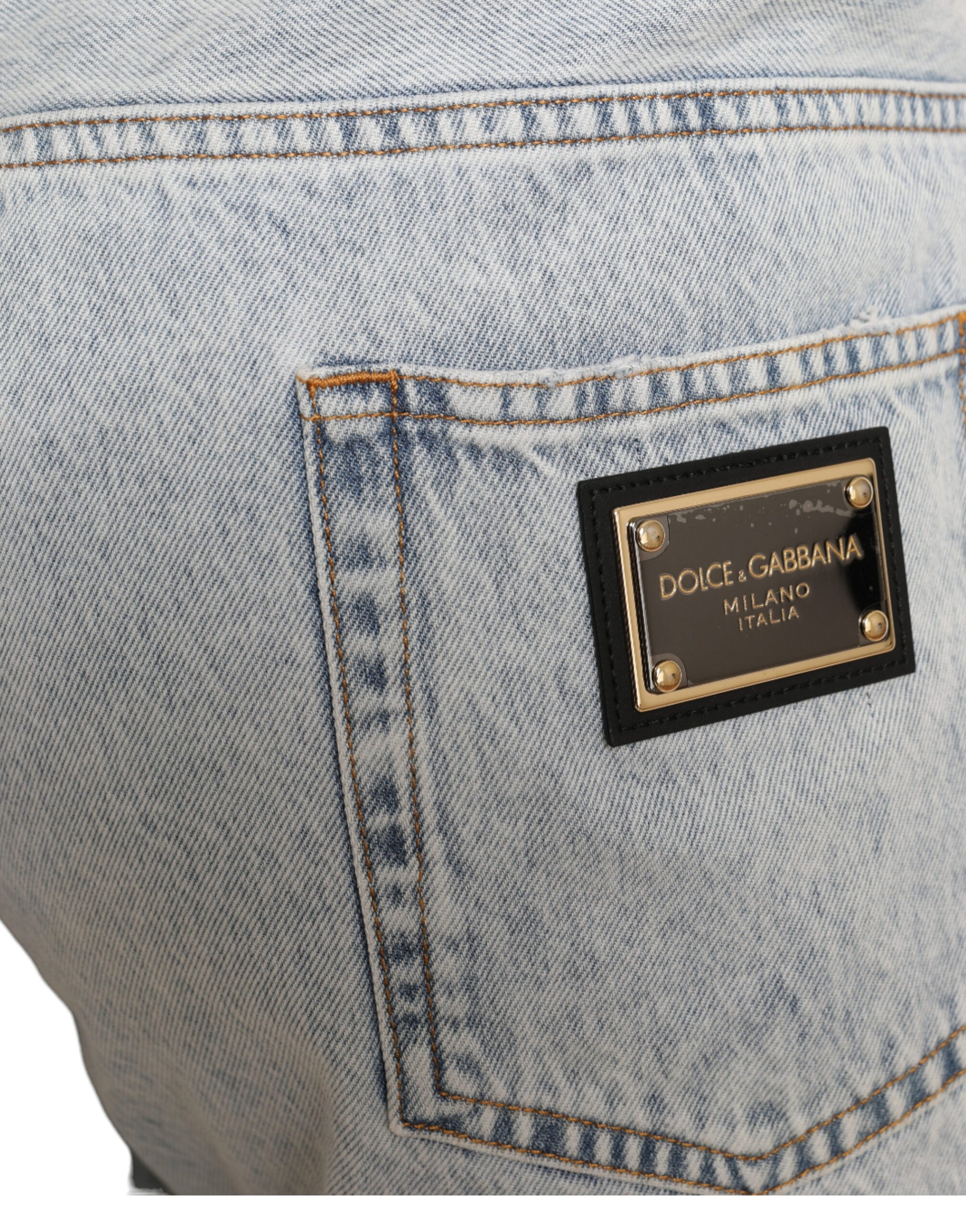 Dolce & Gabbana Multicolor Floral Denim Bermuda Shorts