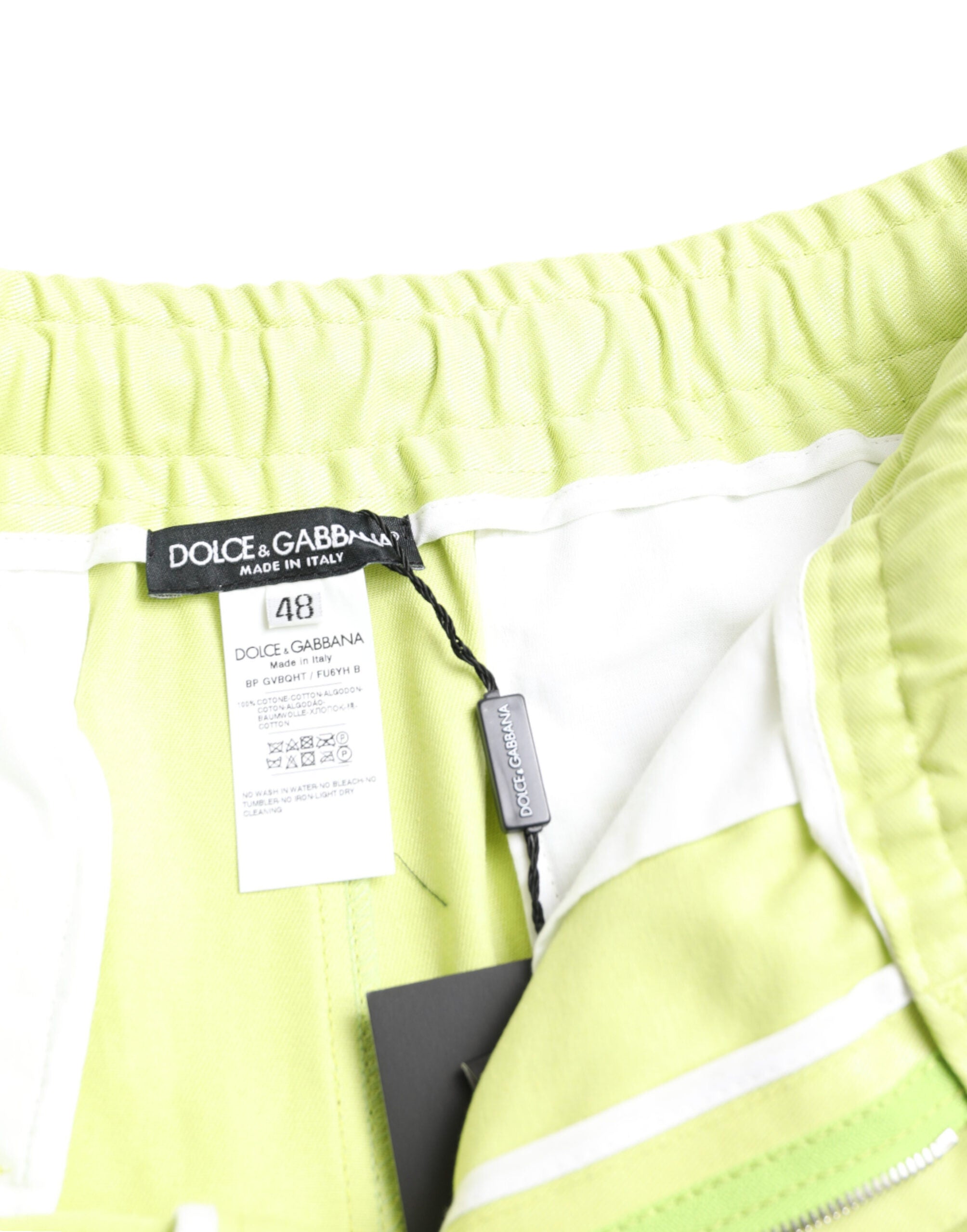 Dolce & Gabbana Hellgrüne Herren Cargo-Bermudashorts aus Baumwolle