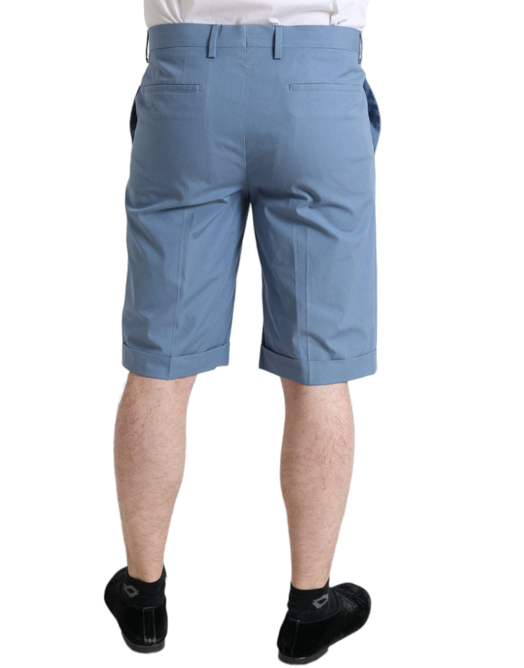 Dolce & Gabbana Men's Sky Blue Cotton Bermuda Shorts with Folded Hem
