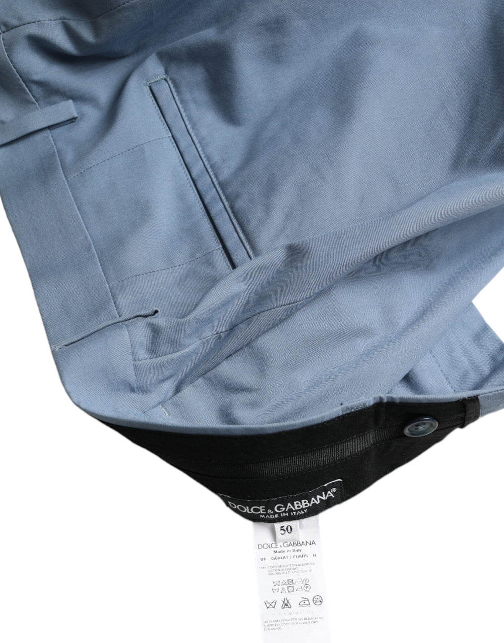 Dolce & Gabbana Men's Sky Blue Cotton Bermuda Shorts with Folded Hem