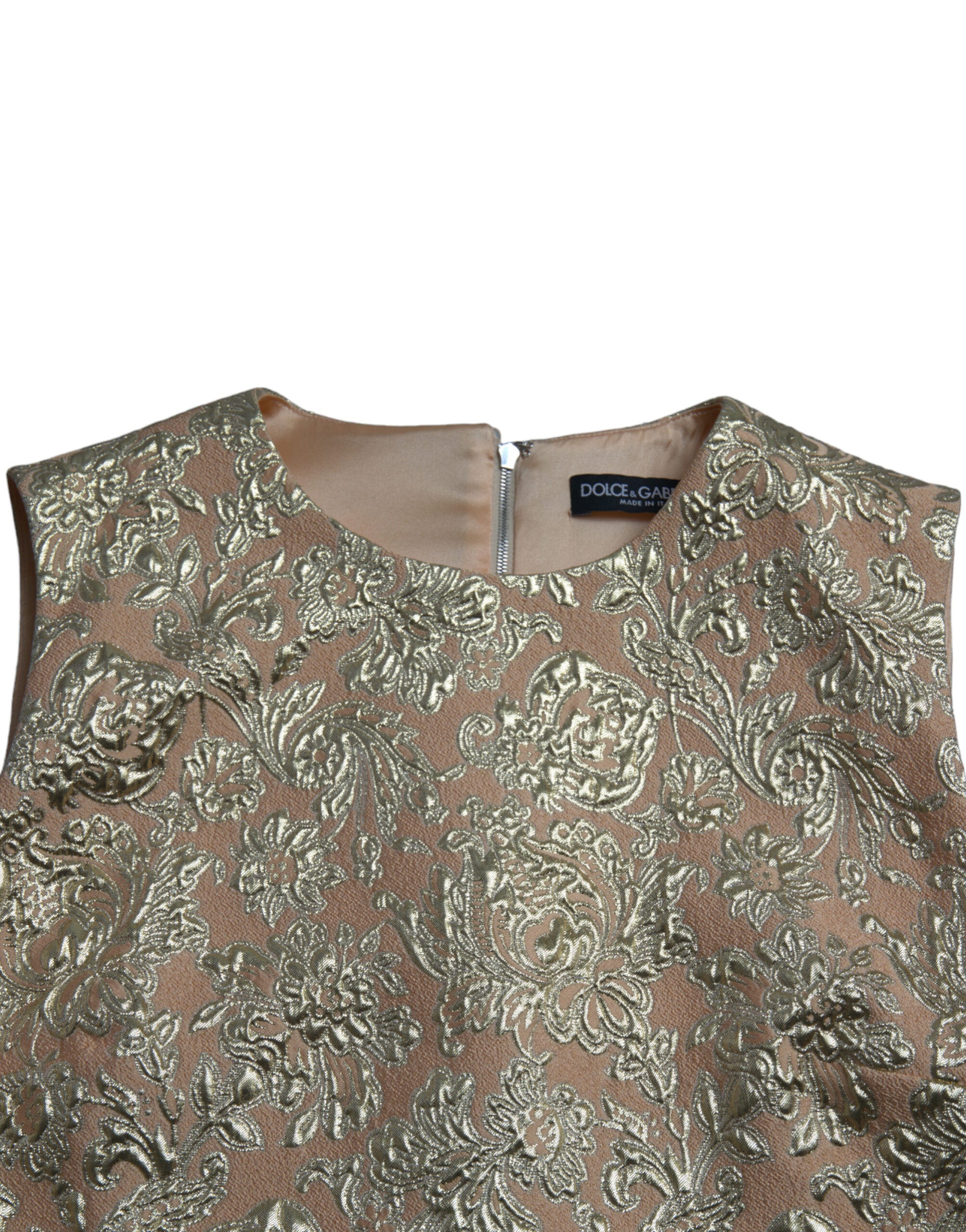 Dolce & Gabbana Metallisches Minikleid aus geblümtem Jacquard in A-Linie