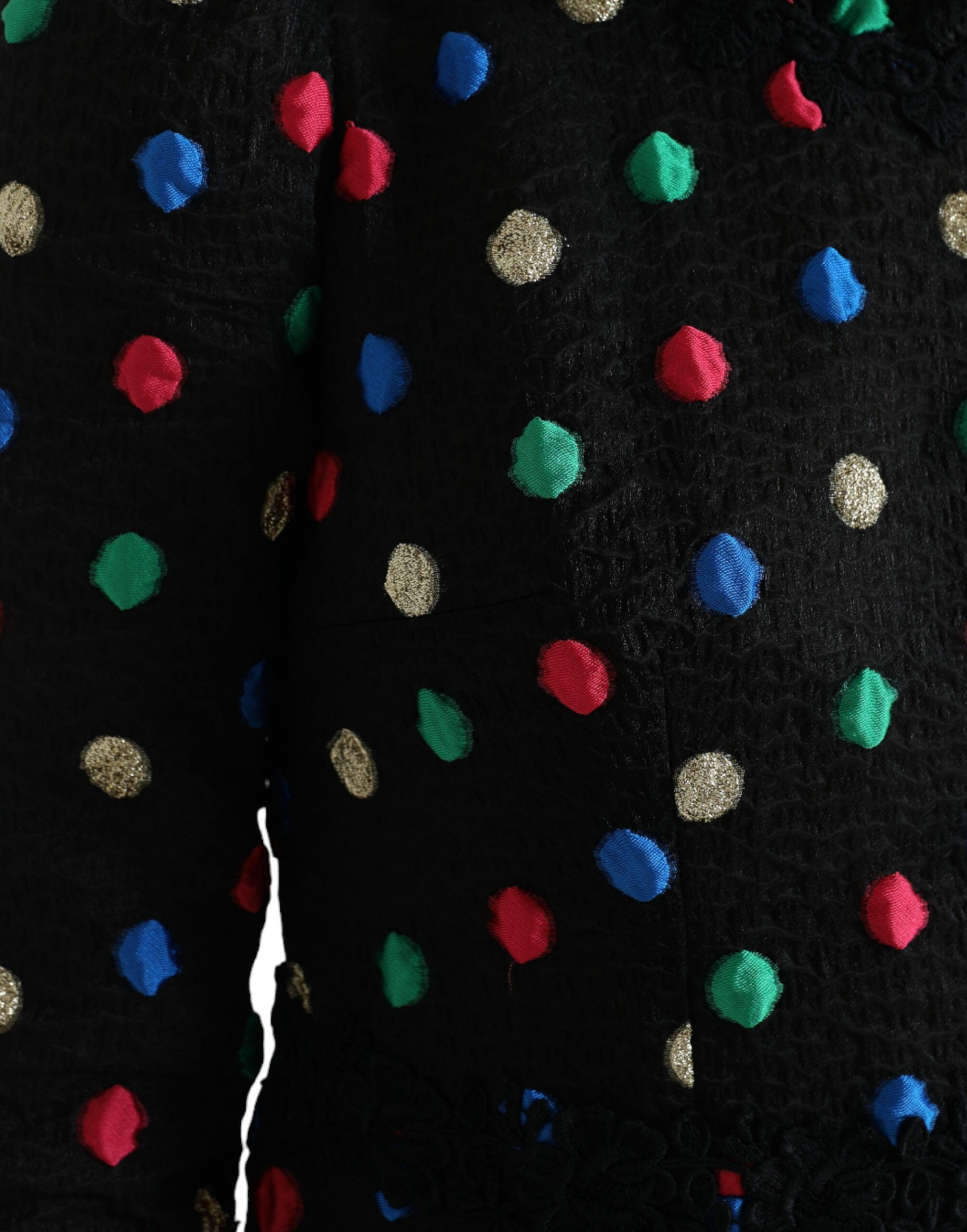 Dolce & Gabbana Black Polka Dot Ruffled Cotton Midi Dress