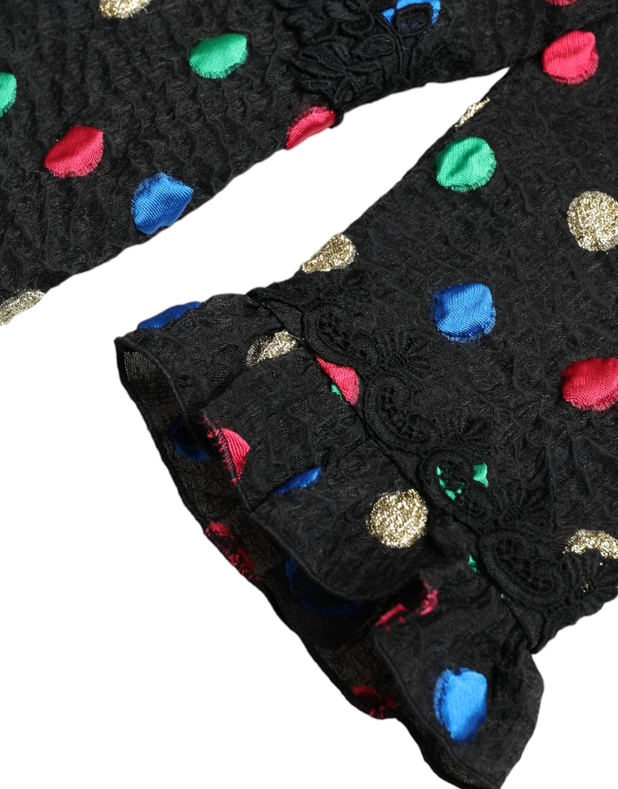 Dolce & Gabbana Black Polka Dot Ruffled Cotton Midi Dress